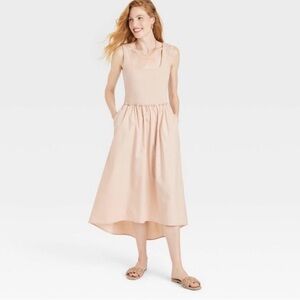 Elegant Cream Midi Summer Dress xS